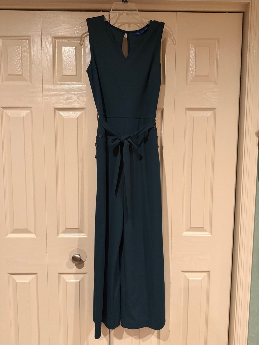 Apt. 9 Hunter Green Sleeveless Maxi Jumpsuit with Waist Tie, Pockets